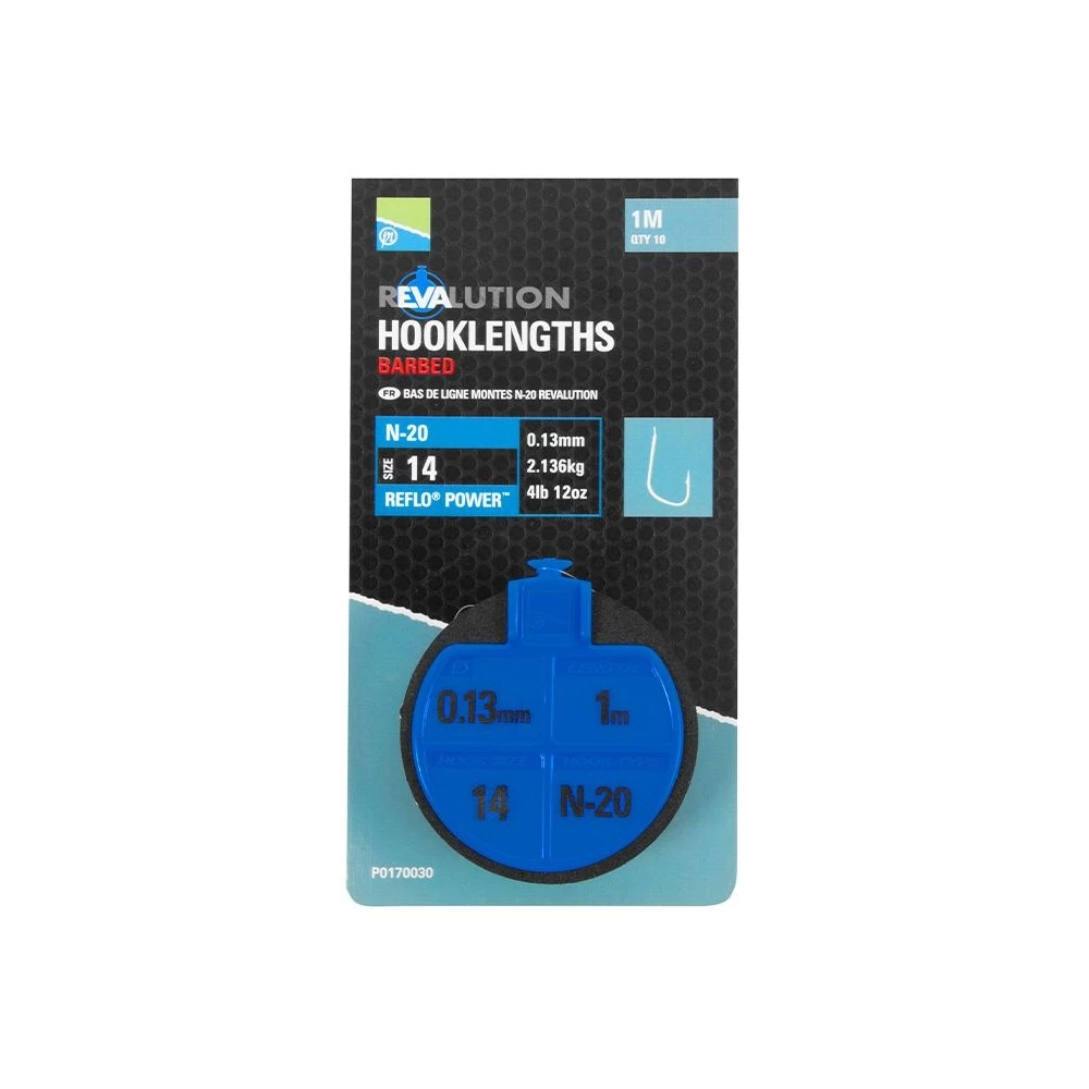 Preston Revalution N20 Hooklengths 100 Cm Size 14 (0.13mm) 1 Preston Revalution N20 Hooklengths 100 Cm Size 14 (0.13mm)
